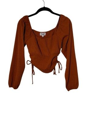 Lavender Moon Long Sleeve Scoopneck Off the Shoulder Orange Top Size Small